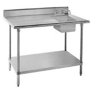 Sink on Right 16 Gauge Advance Tabco KMS 11B 306 Stainless Steel Work Table with Sink 30" x 72"  Utility Tables 
