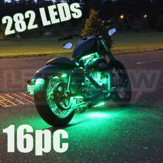 16 Piece 282 LED Green Motorcycle Lighting Kit: Automotive