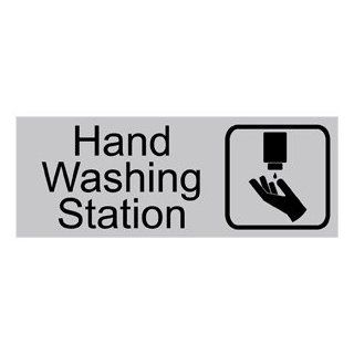 Hand Washing Station Engraved Sign EGRE 368 SYM BLKonSLVR Hand Washing : Business And Store Signs : Office Products