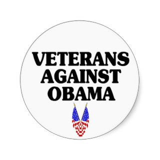 Veterans against Obama Round Stickers