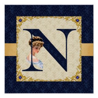 Victorian Lady Letter N Poster Print