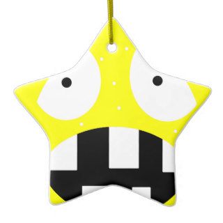 funny silly cartoon monster face smiley star ornament