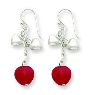 925 Sterling Silver Strawberry Quartz Dangle Earrings: Jewelry