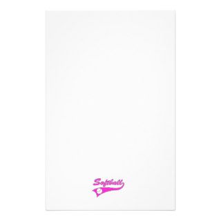 softball script text logo pink stationery design