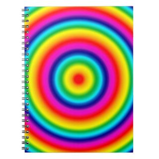 Psychedelic Round Rainbow Pattern Spiral Notebooks