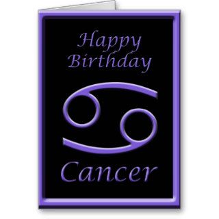 Cancer Zodiac Purple Design Birthday Greeting Card