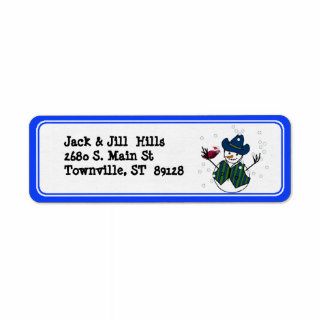 Snowman Wearing Cowboy Hat Custom Return Address Label