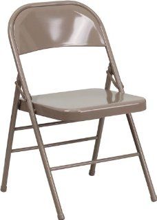 Flash Furniture HF3 MC 309AS BGE GG Hercules Series Triple Braced and Quad Hinged Beige Metal Folding Chair   Folding Chair Steel