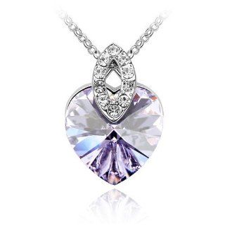 Charm Jewelry Swarovski Crystal Element 18k Gold Plated Light Violet Hearts Pleasant Necklace Z#337 Zg4d070d: Choker Necklaces: Jewelry