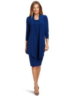 Jones New York Women's Matte Jersey Mock Jacket Dress, Blue, 4