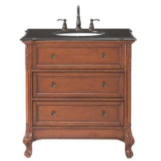Home Decorators Collection Sophia 32 in. Vanity in Brown with Marble Vanity Top in Black DISCONTINUED 1368800820