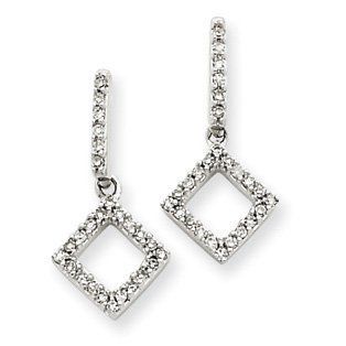 14k White Gold Diamond Earrings. Carat Wt  0.19ct. Metal Wt  1.38g: Jewelry