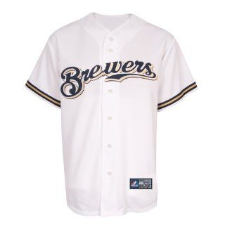 MLB Majestic Milwaukee Brewers White Replica Baseball Jersey : Athletic Jerseys : Sports & Outdoors