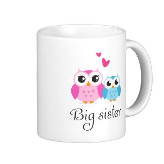 Cute owls big sister little brother cartoon coffee mug
