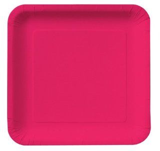 9 inch Square Paper Dinner Plate Hot Magenta 180 Ct: Kitchen & Dining