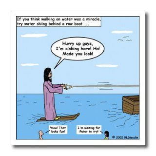 ht_2637_2 Rich Diesslins Funny Cartoon Gospel Cartoons   Jesus   Water Skiing   Iron on Heat Transfers   6x6 Iron on Heat Transfer for White Material: Patio, Lawn & Garden