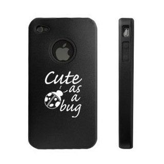 Apple iPhone 4 4S 4G Black D8364 Aluminum & Silicone Case Cover Cute As A Bug Ladybug: Cell Phones & Accessories