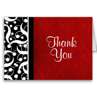 "thank you" black red white wedding engagement greeting cards