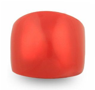 JanKuo Jewelry Silver Tone Artificial Stone Glass Red Coral Dome Cocktail Ring with Gift Box: Jewelry