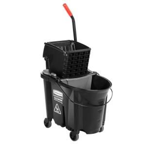 Rubbermaid Commercial Products Executive Series 35 qt. WaveBrake Black Side Press and Black Mop Bucket Combo RCP 1863896