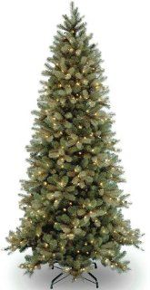 National Tree (PEDD1 323 75) "Feel Real" Downswept Douglas Slim Fir Hinged Tree with 600 Clear Lights, 7 1/2 Feet   Christmas Trees