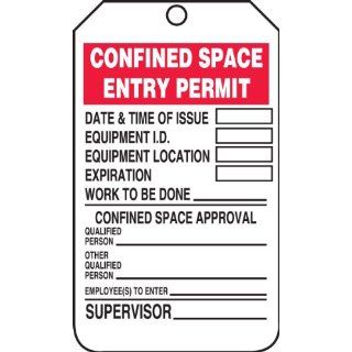 Accuform Signs TCS323PTP RP Plastic Confined Space Tag, Legend "CONFINED SPACE ENTRY PERMIT/COMMENTS", 3 1/4" Width x 5 3/4" Height, Red/Black on White (Pack of 25): Industrial Lockout Tagout Tags: Industrial & Scientific