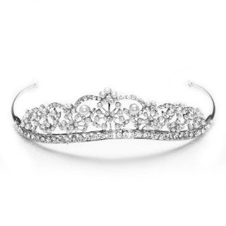 Bridal Wedding White Pearl Rhinestone Tiara Affordable Jewelry Accessories New : Fashion Headbands : Beauty