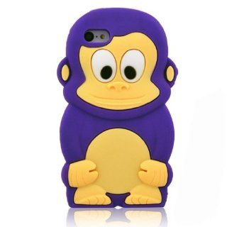 BYG 3D Purple Cute Monkey Silicone Soft Case Cover Skin For Iphone 5C + Gift 1pcs Phone Radiation Protection Sticker: Cell Phones & Accessories