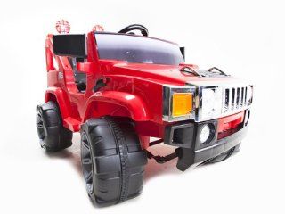 RED 12V RC BATTERY POWER KIDS RIDE ON HUMMER JEEP W/ BIG WHEELS & R/C REMOTE (COLOR RED , YELLOW OR GREEN SENT AT RANDOM): Toys & Games