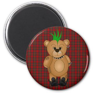 Cute Punk Rock Teddy Bear Cartoon Animal Magnet