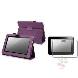 Everydaysource Compatible With  Kindle Fire HD 7 inch Purple Horizontal Stand Leather Case with FREE Anti Glare Screen Protector: Computers & Accessories