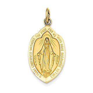 14k Miraculous Medal Charm: Pendant Necklaces: Jewelry