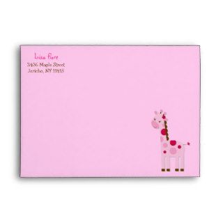 Pink Giraffe Baby Shower Envelopes