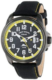 Tommy Bahama RELAX Men's RLX1215 Beach Cruiser Black Dial Yellow Dial Ring Canvas Strap Watch Watches