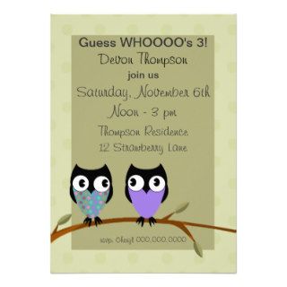 Two Owls n Dots Birthday Party Invitation