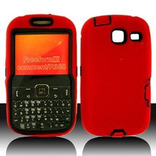 Red Hard Soft Gel Dual Layer Cover Case for Samsung Comment Freeform III 3 SCH R380: Cell Phones & Accessories