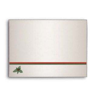 Vintage Christmas Holly Red & Green Envelopes