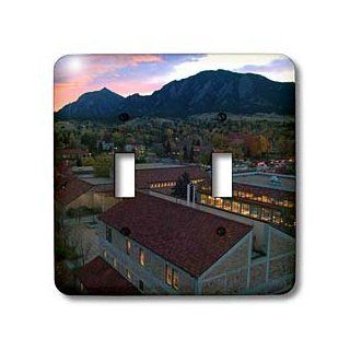 3dRose lsp_26252_2 Colorado Boulder Campus and Sunset Over Flatirons Double Toggle Switch   Switch Plates  