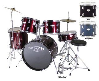 Percussion Plus 5 Piece Drum Kit   Wine Red: Musical Instruments