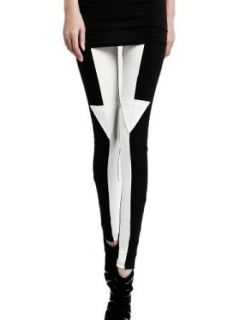 Pink Queen Hot Stylish Triangle Black and White Splice Leggings Stretchy Tights Pants at  Womens Clothing store