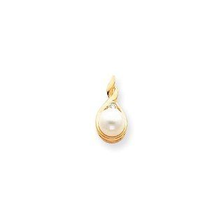 14k Pearl Diamond pendant Diamond quality AAA (SI2 clarity, G I color): Freshwater Cultured: Jewelry