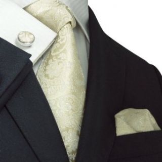 Landisun 403 Ivory Paisleys Mens Silk Tie Set: Tie+Hanky+Cufflinks Exclusive at  Mens Clothing store
