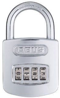 ABUS 160/50 B Steel Resettable 4 Dial Combination Padlock, Chrome   Resettable Lock Chrome  