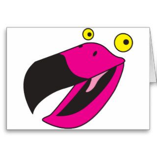 Beaker bird with funny face greeting cards