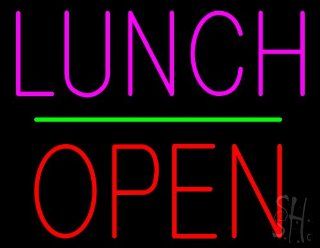Lunch Block Open Green Line Neon Sign 24" Tall x 31" Wide x 3" Deep : Business And Store Signs : Office Products