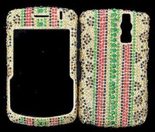 FULL DIAMOND CRYSTAL STONES COVER CASE FOR BLACKBERRY CURVE 8300 8320 8330 CHEETAH STRIPES Cell Phones & Accessories