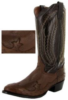 DAN POST Mens Ostrich Skin Leather Western Cowboy Pull On Mid Calf Boots Shoes Brown: Shoes