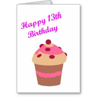 Happy 13th Birthday Cupcake Greeting Card