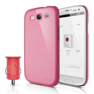 elago G5 Slim Fit Case for Galaxy S3 (Fits Verizon, AT&T, T Mobile, Sprint and other Carriers)   Glossy Hot Pink + COLOR USB Car Charger   Red   ECO PACK Cell Phones & Accessories