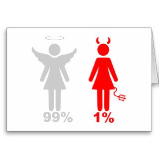 99% Angel 1% Devil Woman Greeting Cards